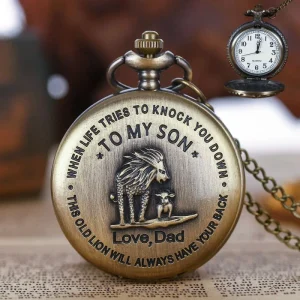 Foreign Trade New Hot Selling Antique Pocket Watch to MY SON Lion 3D Necklace Quartz Parent Child