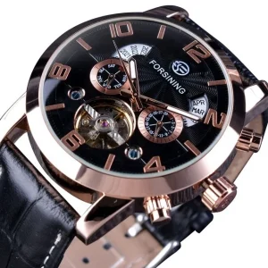 Forsining Leather Tourbillon Men’s Automatic Mechanical Watch