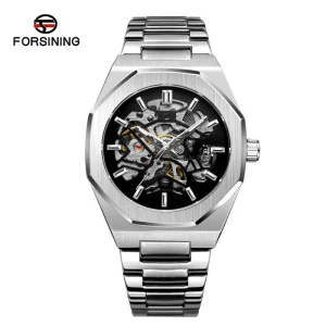 Forsining Montrepourhomme Men’s Automatic Skeleton Stainless Steel Mechanical Watch