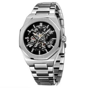 Forsining Watch Steampunk Design Fashion Business Dress Men Watch Luxury Stainless Steel Quartz Skeleton Watch