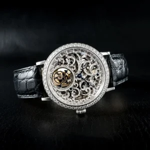 Free Ship Stock Luxury Carved Seagull 8000k Movement Skeleton Tourbillon Mechanical Diamond Sapphire Manual Winding Watch Man
