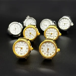Free Size Silver Gold Color Watch Ring Finger Vintage Style Elastic Strap Ring Fashion Jewelry