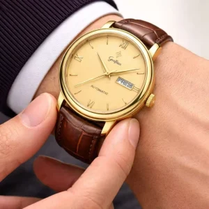 Full Gold Automatic Mechanical Watch Classic Luxury Business Design Waterproof Analog Watch