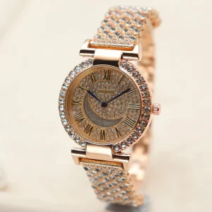 Full Stainless Steel Diamond Luxury Women’s Waterproof Chinese Movement Watch