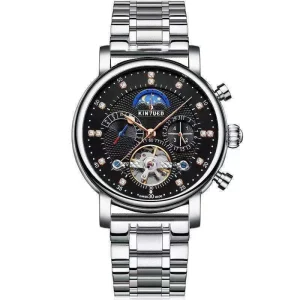 Fully Automatic Mechanical Men’s Watch with Diamond Inlay Tourbillon Openwork Design for Casual and Business Use
