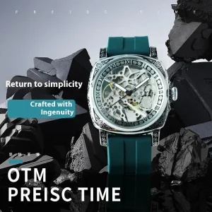 Fully Automatic Men’s Hollow Fashion Mechanical Watch Rubber Pointer Stainless
