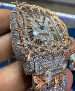Fully Iced VVS Moissanite Diamond Luxury Hip Hop Digital Automatic Movement Stainless Steel Watch 925 Sterling Silver Handmade
