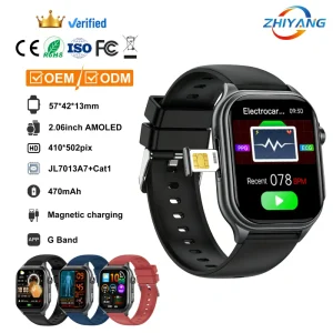 GE500 4G Sim Card Smart Watch ECG EDA Skin Conductance Stress Mood Monitor AMOLED Fitness Tracker Heart Rate Smart Watch