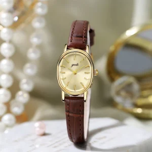 GEDI 13043 Fashion Oval Women’s Watches Korean Daily Ladies Wristwatches Simple Leather Quartz Watch for Women Bracelet Gift