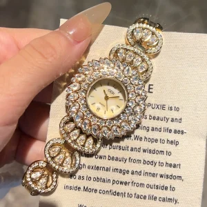 GEDI 52129 Bracelet Chain Diamond Women’s Quartz Wrist Watch Stainless Steel Female Clock Waterproof Jewelry Gift Watch