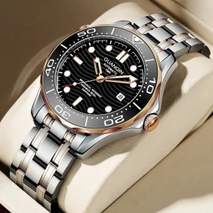 GJ16257 Men’s Luxury Waterproof Stainless Steel Strap Automatic Skeleton Mechanical Wrist Watches Luminous