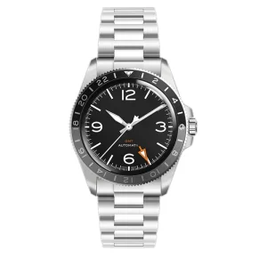 GMT Automatic Mechanical Mens Automatic Watches with Stainless Steel Bracelet Timepieces