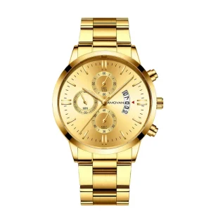 GOLDEN HOUR Fashion Business Mens Watches With Stainless Steel Waterproof Chronograph Quartz Watch for Men Auto Date
