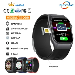 GS500 4G Smart Watch AMOLED ECG Heart Rate Blood Pressure Monitor Heart Health Fitness Tracker Air Pump Air Bag Smart Watch