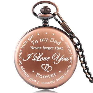 GT High Quality Custom Word Vintage Pocket Watch for Father Day Gift