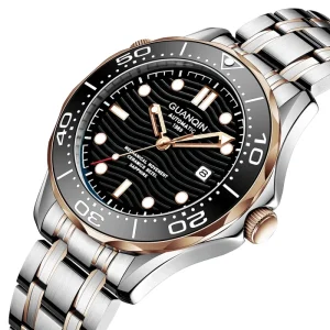 GUANQIN GJ16257 Automatic Skeleton Mechanical Men’s Luxury 100M Waterproof Stainless Steel Strap Wrist Watches Strong Luminous