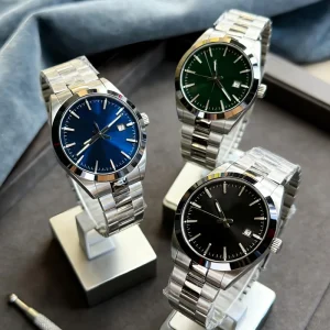 Gentleman T150 Men’s Stainless Steel Quartz Watch, Waterproof Analog Wristwatch with Calendar