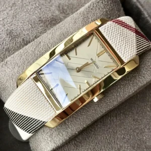 Genuine Leather Bracelet Rectangular Diamond-set Gold Waterproof Classic Trendy Ladies Quartz Watch