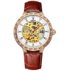 Genuine Leather Skeleton Automatic Movement Mechanical Watch