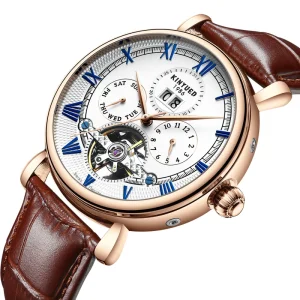 Genuine Leather Tourbillon Skeleton Waterproof Wrist Mens Watch Luxury Mechanical Automatic Watches Men Watch