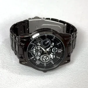 Geometric Dial Men’s Premium Fashion Wristwatch Commuting Black Warrior Watch Steel Band Strap