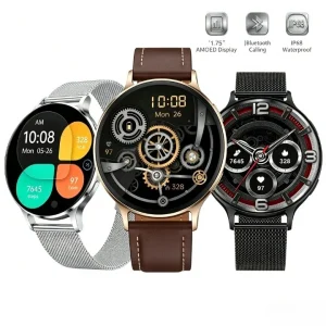 German Men’s Smart Watch 1.75-inch Fitness Tracker Bracelet BT Call Blood Oxygen Function Three Straps Glorifit Pro