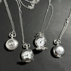 Gift Variety Silver Plated Alloy Metal Mini Pocket Watch Jewelry Minimalist Digital Quartz Movement Round Small Pocket Watch