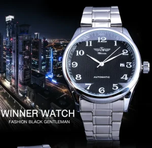 Gift Watch, Simple Fashion Digital Date Display, Stainless Steel Clock, Luxury Business Automatic Men’s Wrist Watch