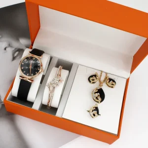 Gift for Girlfriend Beautiful Ladies Watches Fashion Watches for Women Jewelry 5 piece Set Watch Digital Dial