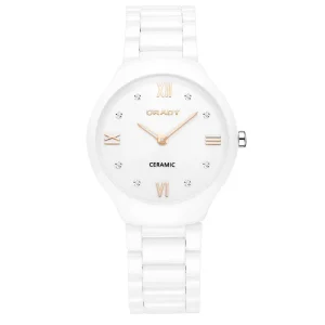 Gifts for Women White Ceramic Watch Wrist Luxury High Quality Japan Beautiful Quartz Waterproof Business Wristwatch