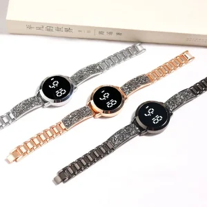 Glitter Digital Watch Led Chinese Metal Steel Stainless Strip Metal Band Simple Relojes Fashion Bracelet Watch