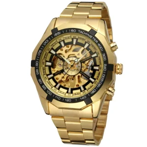 Gold Color Skeleton Automatic Mechanical Watch Made From China Factory