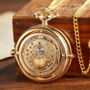 Gold Fashion Casual Unique Design Hollow Funnel Timing Alloy Retro Quartz Non waterproof Pocket Watch