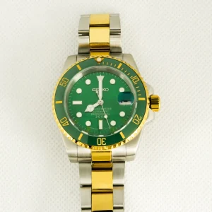 Gold Green Stainless Steel Band 20mm Wide Water Resistant Automatic Mechanical Fashion Watch for Man