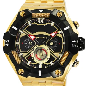 Gold Hip Hop Water Resistance Fashion Watch Japanese Movement Stainless Steel Luminous Quartz Watch Men
