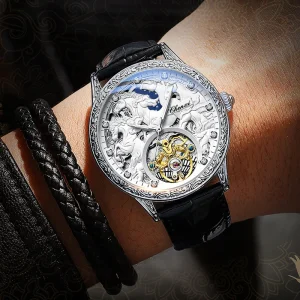 Gold Plated Stainless Steel Case Luxury Men’s Business Formal Automatic Mechanical Watch