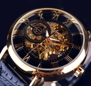 Gold Skeleton Mechanical Automatic Movemet Tourbillon Men Watch