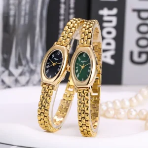 Golden Medieval Women’s Watch Roman Digital Oval Dial Luxury Fashion Bracelet for Women