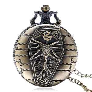 Gothic Christmas Mummy Pocket Watch for Men and Women Quartz Pendant Necklace Sweater Chain Xmas Gift