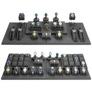 Gray Microfiber Trapezoidal Display Watch Bracelet Rack Holder Jewelry Container Props for Watches Display