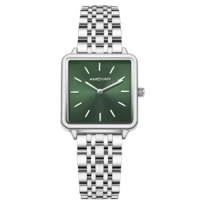 Green Sunray Dial Square Women’s Watch Minimalist Stainless Steel Japanese Style Quartz Business Antique Fashion 16mm