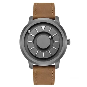 Grey Magnetic Watches Magneto Ball Pointer Quartz Clock Male Peculiar Mens Blind Touch Watch for Men
