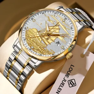 Guilloched OEM Louie Juelen Fully Automatic Men’s Mechanical Watch Stainless Steel Chronograph Pointer Luminous Waterproof Large