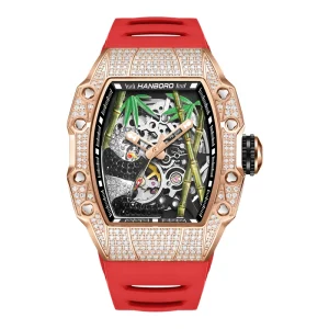 HANBORO Men’s Automatic Mechanical Watch National Treasure Series Full Diamond Craftsmanship Fashion Skeleton Luminous Hollow