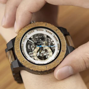 Hand Crafted Custom Mechanical Wrist Wood Watch Logo Luxury Watch for Men
