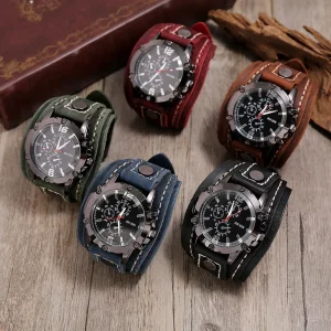 Hand stitched Cowhide Watch Men’s Leather Bracelet Mechanical Watch