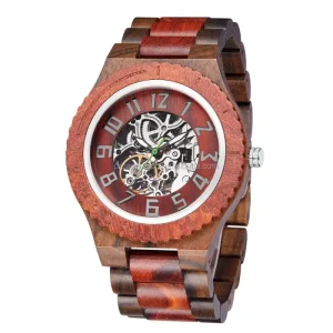 Handcrafted Luxury Mechanical Automatic Wood Watch Free Shipping for Men