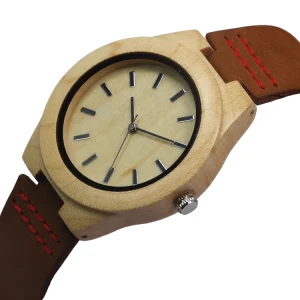 Handcrafted Wood Watch Unisex Men Women Leather Strap
