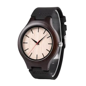 Handcrafted Wood Watch with Band, Custom Logo, Digital Design, Bamboo Wood Watch, Black Wood Watch