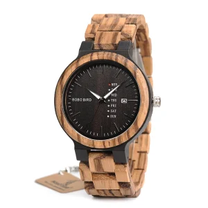 Handcrafted Wooden Wrist Watch for Men, Custom Logo, Analog Display, Fashion and Sport Type